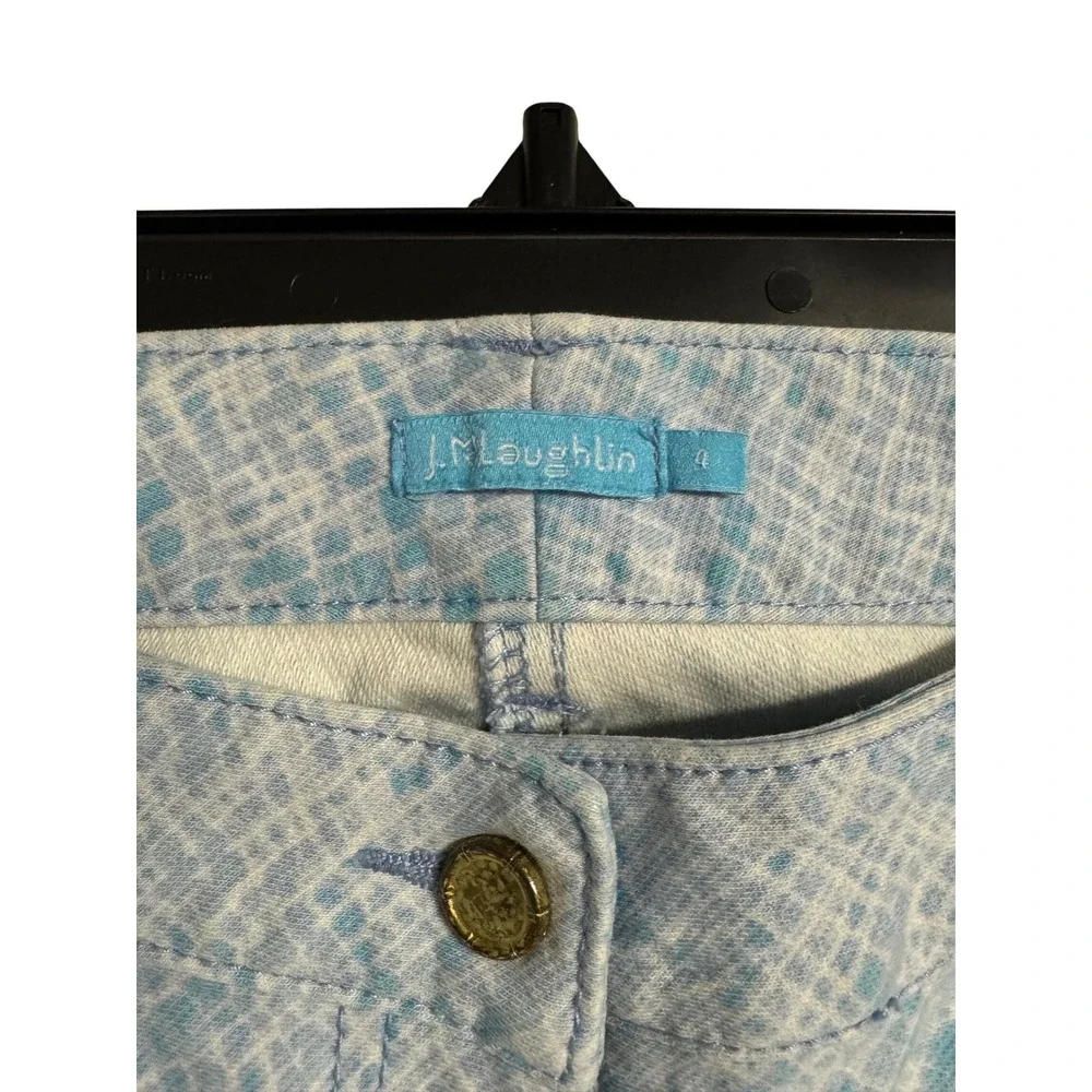 J.McLaughlin Women's Size 4 Lexi Snake Print‎ Slim Leg Jeans  Blue White Flaw